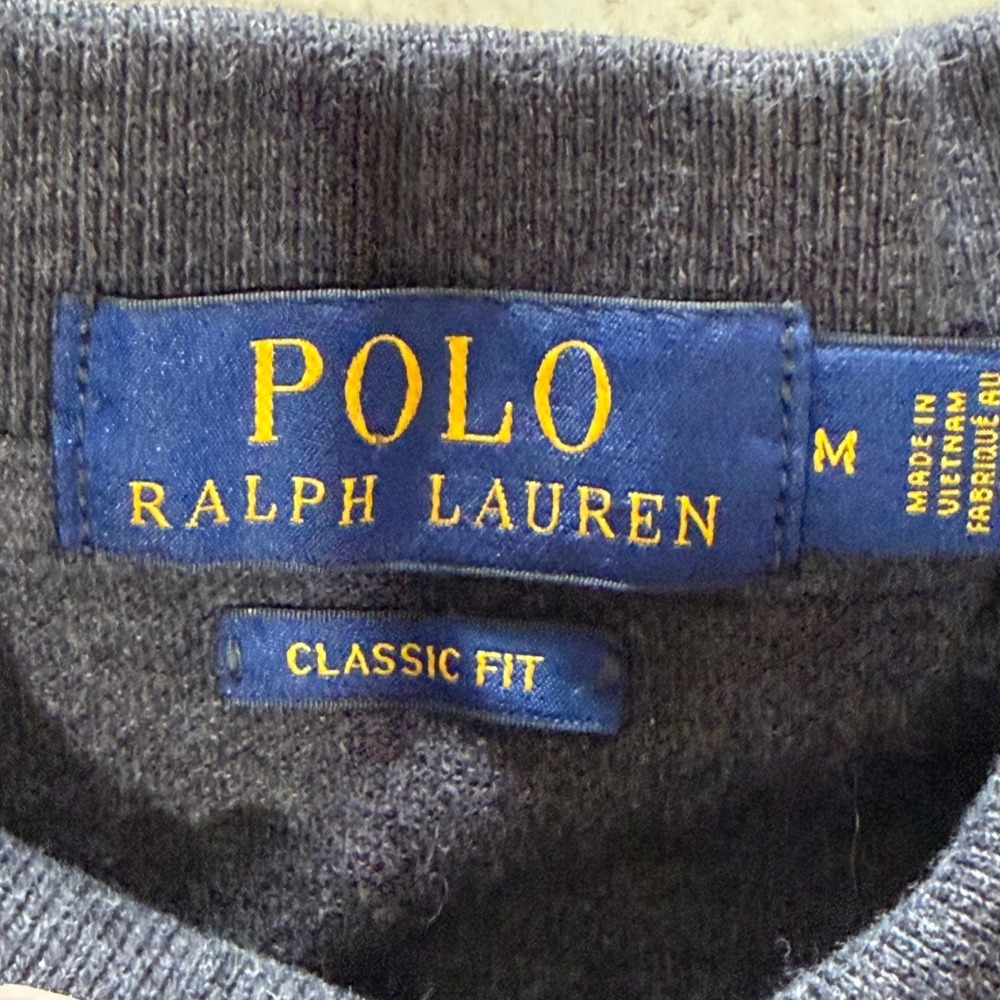 Polo Ralph Lauren Mens Classic Fit Polo Shirt Charcoal Gray Purple Pony Size M - Picture 4 of 7